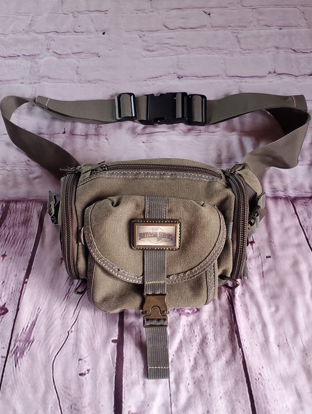 Vintage Universal Studios Canvas Fanny Pack Waist Bag Army Green Multi-pockets